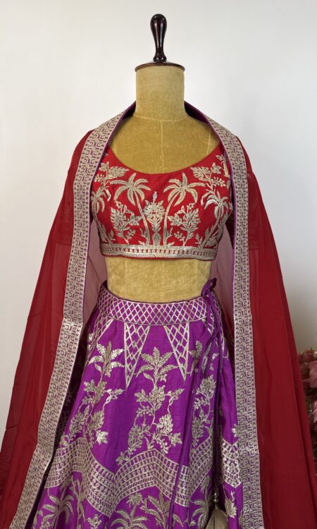 Red-pink lehenga