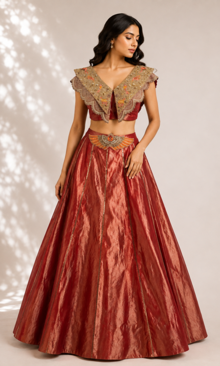 Coppery peach lehenga with blouse