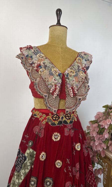 Velvet flare pants with crop top