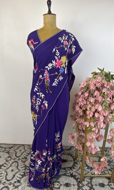 Purple colour parsi gara saree