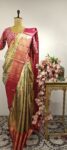 Floral and birds motif green Kanchi saree