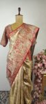 Pichwai concept beige Kanchi saree