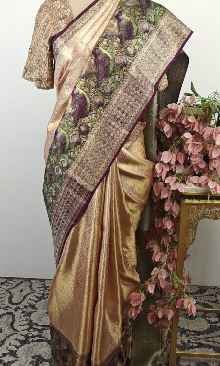 Peach Kanchi saree