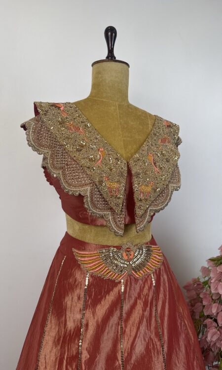 Coppery peach lehenga with blouse