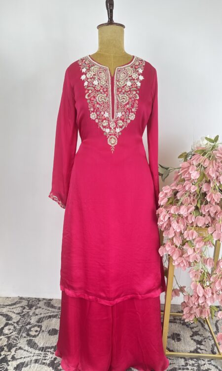 Pink colour top with sharara pants