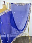 Royal blue colour Parsi gara dupatta