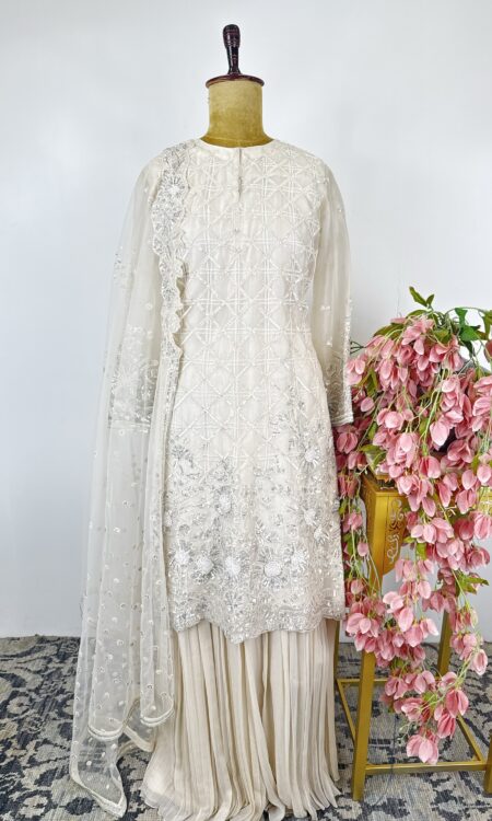 Ivory colour suit with flared pants