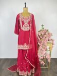 Tomato red colour sharara suit