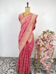 Pink colour gharchola bandhani saree