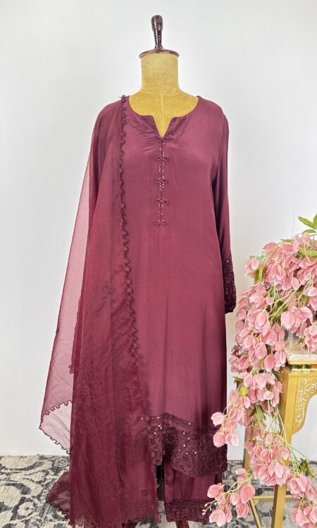 Maroon colour sharara suit