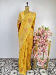 Yellow colour bandhani saree