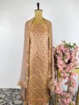 Beige colour silk unstitched suit