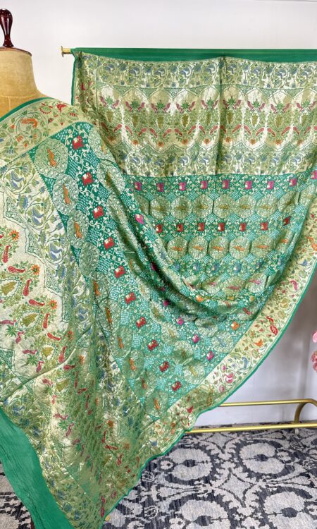 Green colour bandhani dupatta
