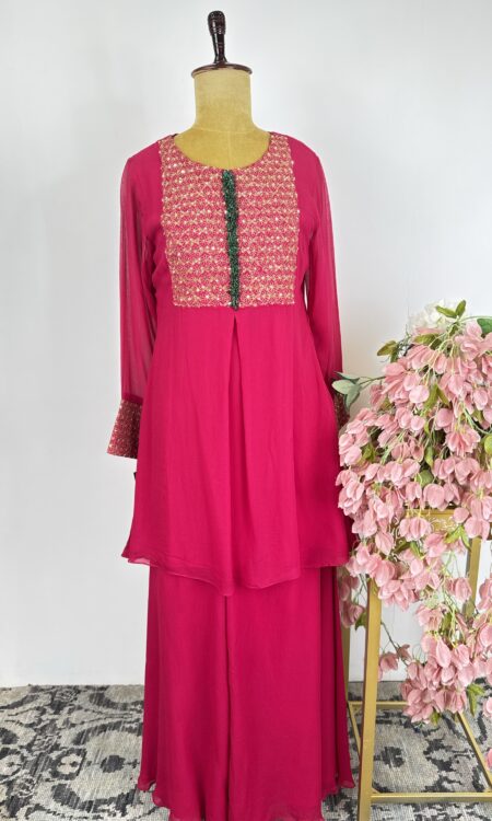 Pink colour top with sharara pants