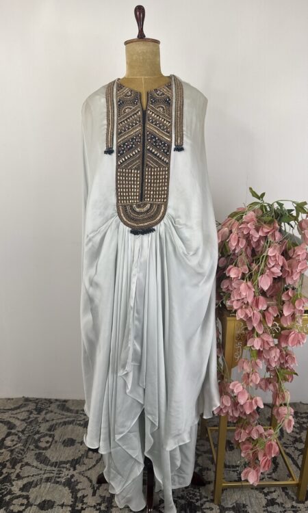 Powder blue colour cape style top with flared pants