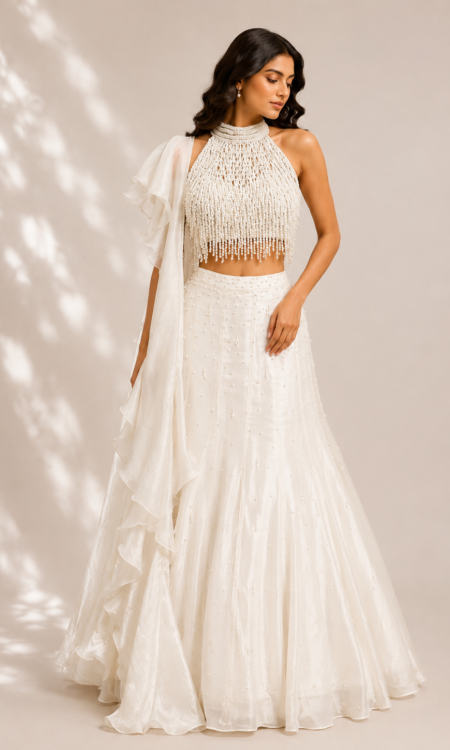 Off white fitted skirt with buster