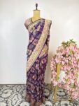 Purple colour Bandhani saree