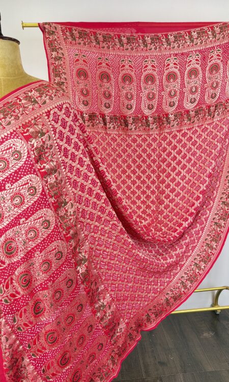 Pink colour bandhani dupatta