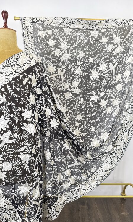 Black colour Parsi gara dupatta