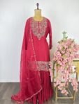 Red colour sharara suit
