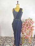 Navy Blue colour Drape saree
