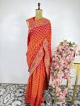 Red to orange bandhani saree