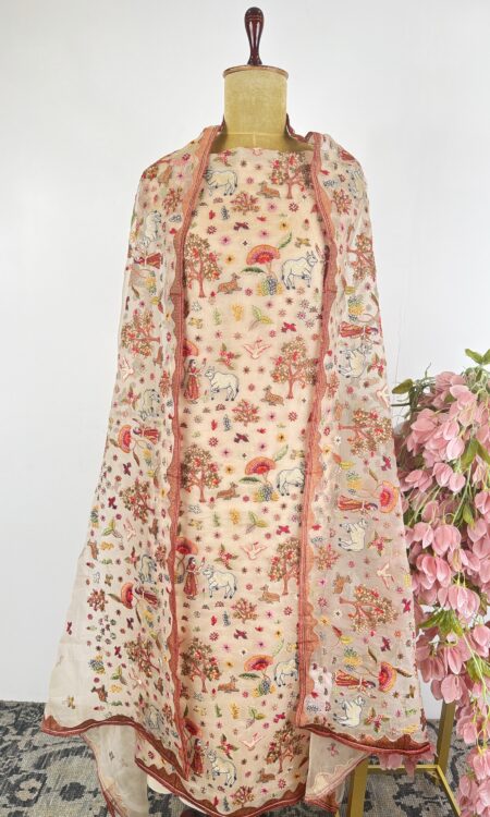 Beige colour unstitched suit