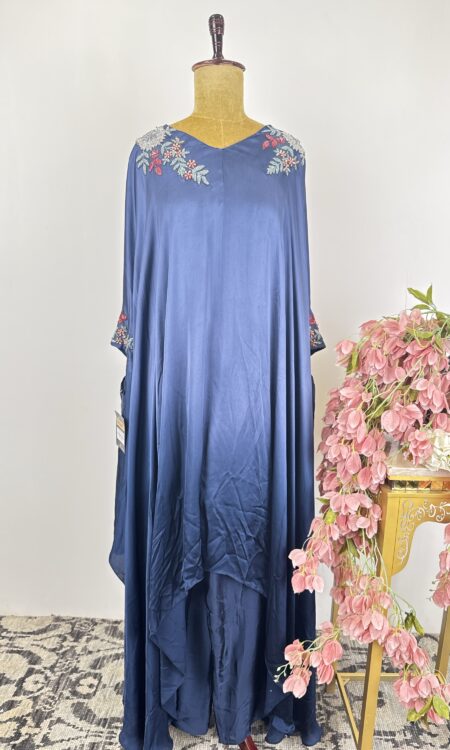 Blue colour kaftan top with sharara pant