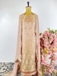 Beige colour silk unstitched suit
