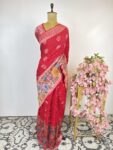 Red colour bandhani saree
