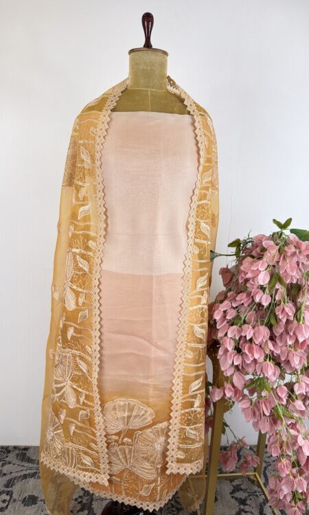 Yellow colour unstitched suit