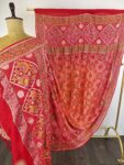 Red to orange (pilia) bandhani dupatta