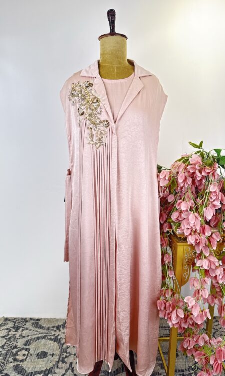 Powder pink colour Aline dress