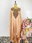 Beige brown kaftan with sharara pants