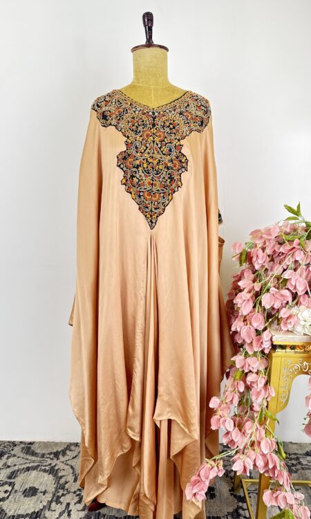 Beige brown kaftan with sharara pants