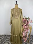 Light mehendi green colour Aline top with flared pants