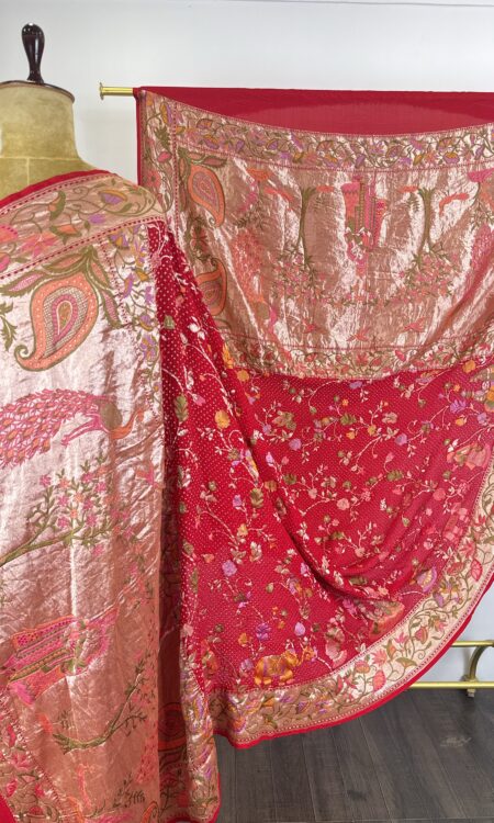 Red colour shri Radha Krishna bandhani dupatta
