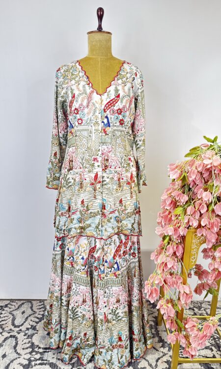 White colour jacket with flared pants