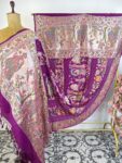 Violet colour Shri Krishna rasa leela concept bandhani dupatta