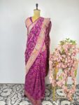 Royal Magenta Bandhani Saree with Heritage Floral Border