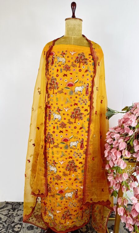 Yellow  colour unstitched suit