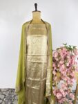 Green colour brocade unstitched suit