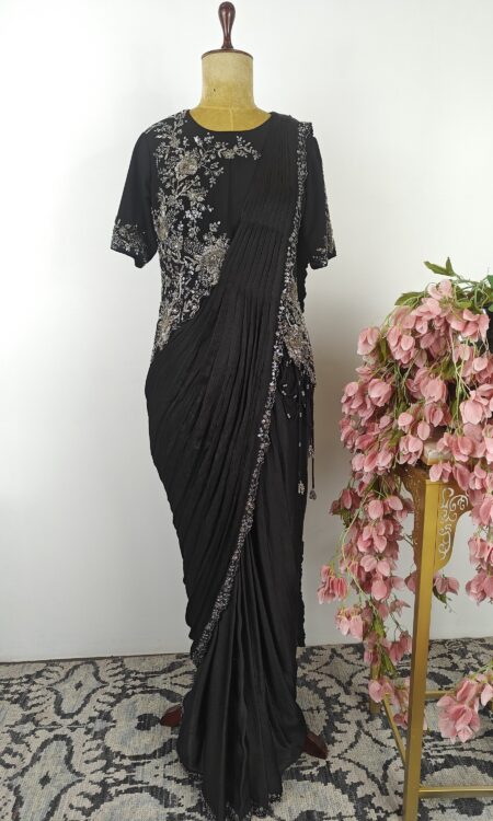 Black drape saree