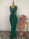 Emerald green drape saree