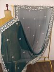 Teal green colour parsi-gara dupatta