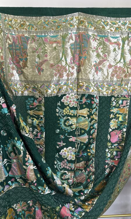 Bottle green colour bandhani dupatta