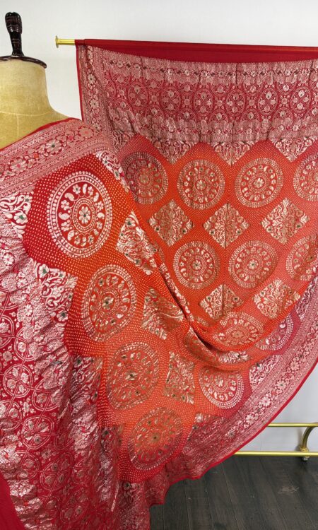Red to orange (pila) bandhani dupatta
