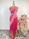 Pink colour bandhani saree