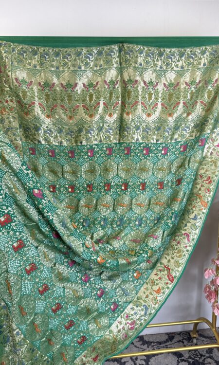 Green colour bandhani dupatta