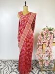 Radiant Red colour bandhani saree